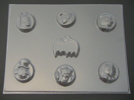 408sp Capeman and Friends Bite Size Pieces Chocolate Candy Mold